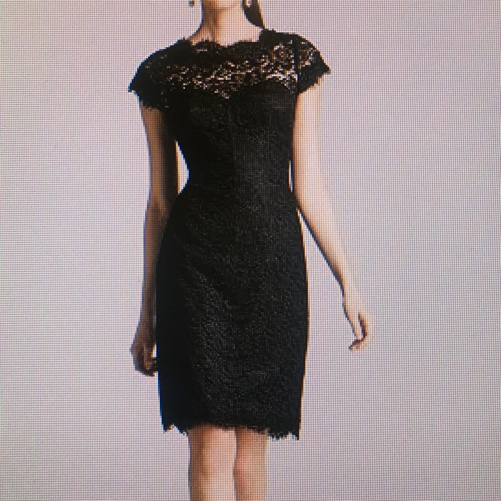 Monique Lhuillier black lace cocktail dress